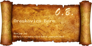 Oreskovics Bere névjegykártya